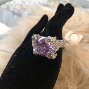 Silver Plated Lavender CZ Ring Size 7